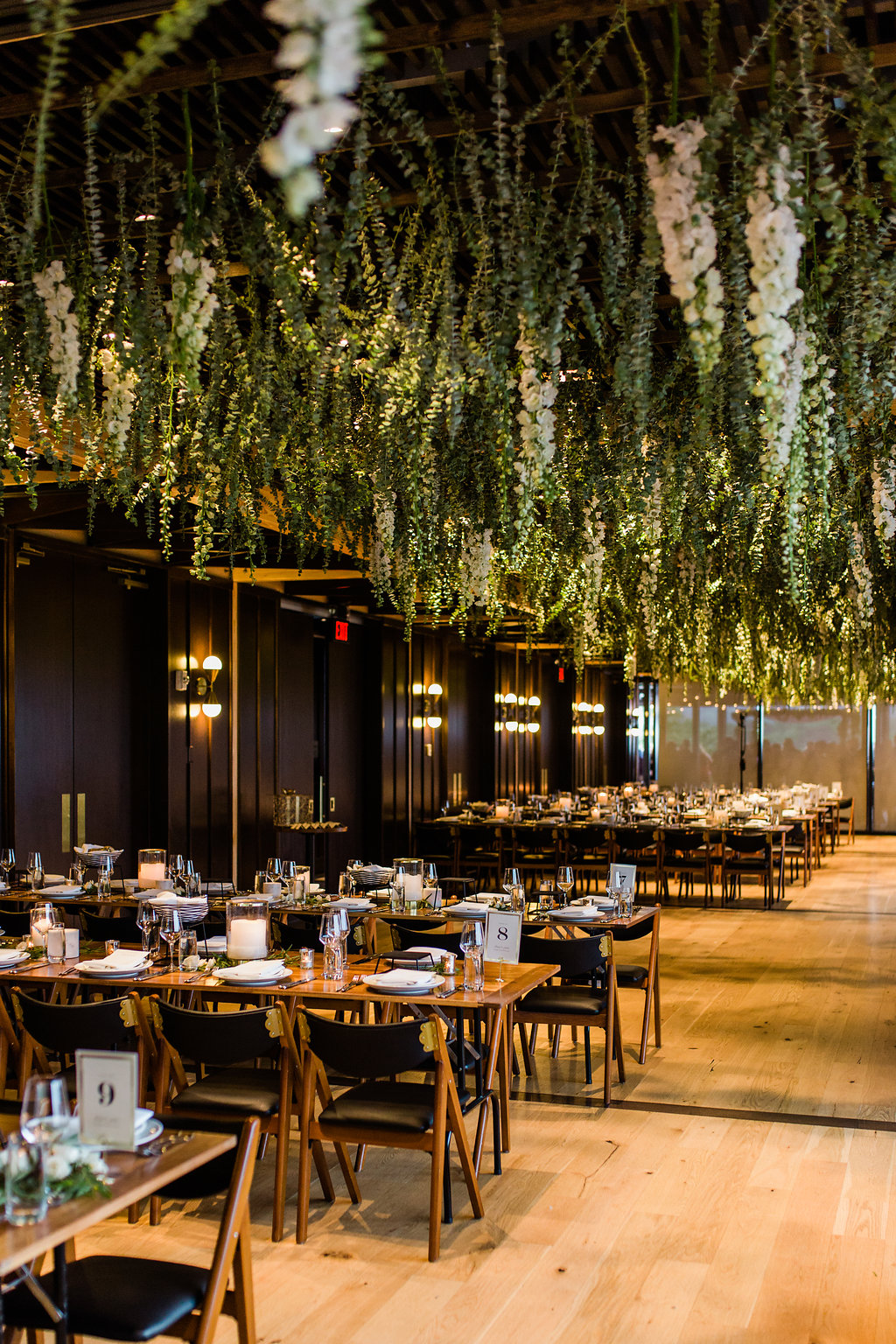 Wedding Reception with Hanging Eucalyptus at District Winery in Washington, DC