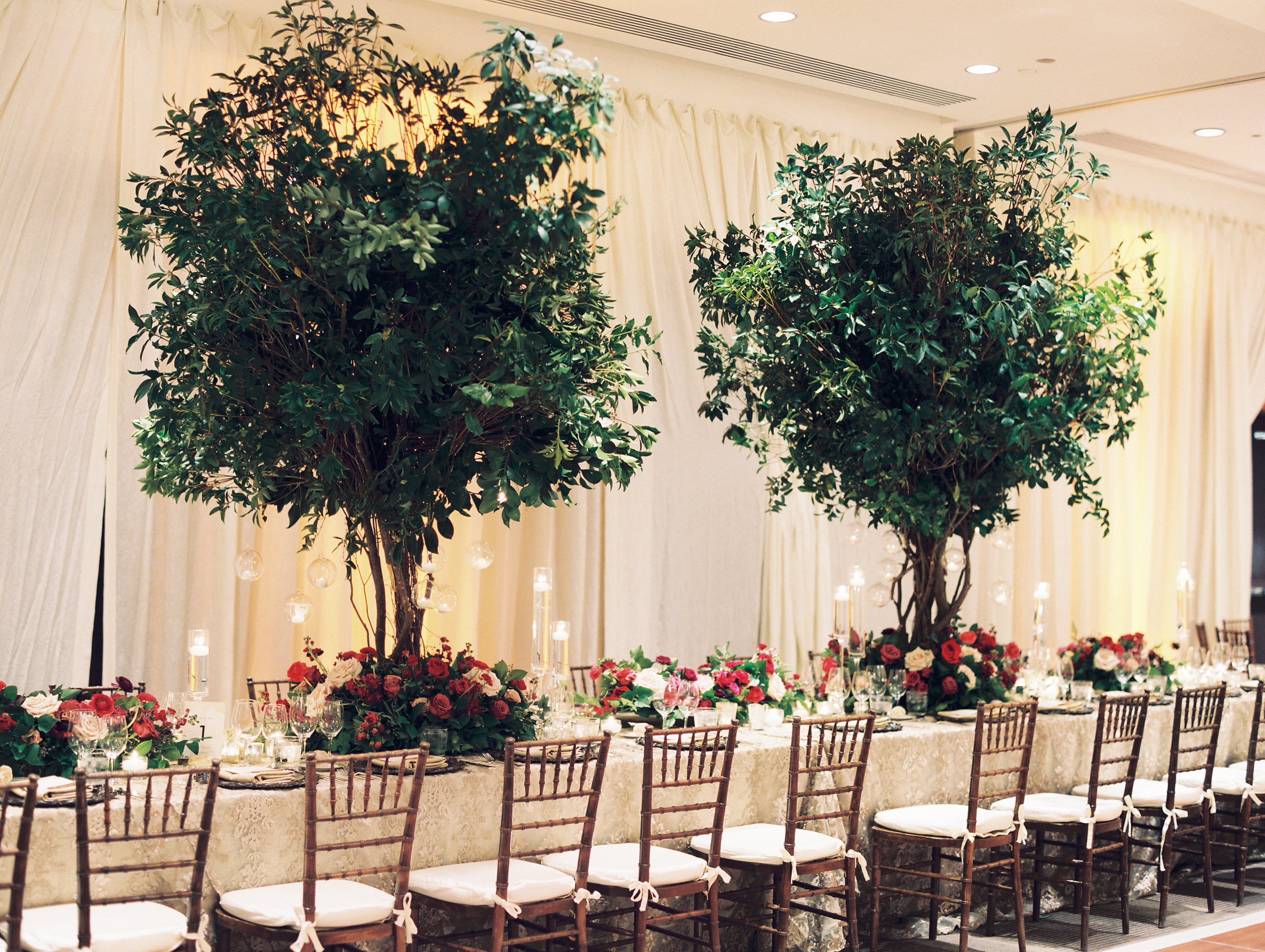 Wedding Reception with Trees and Flowers by Sweet Root Village at Park Hyatt Washington, DC
