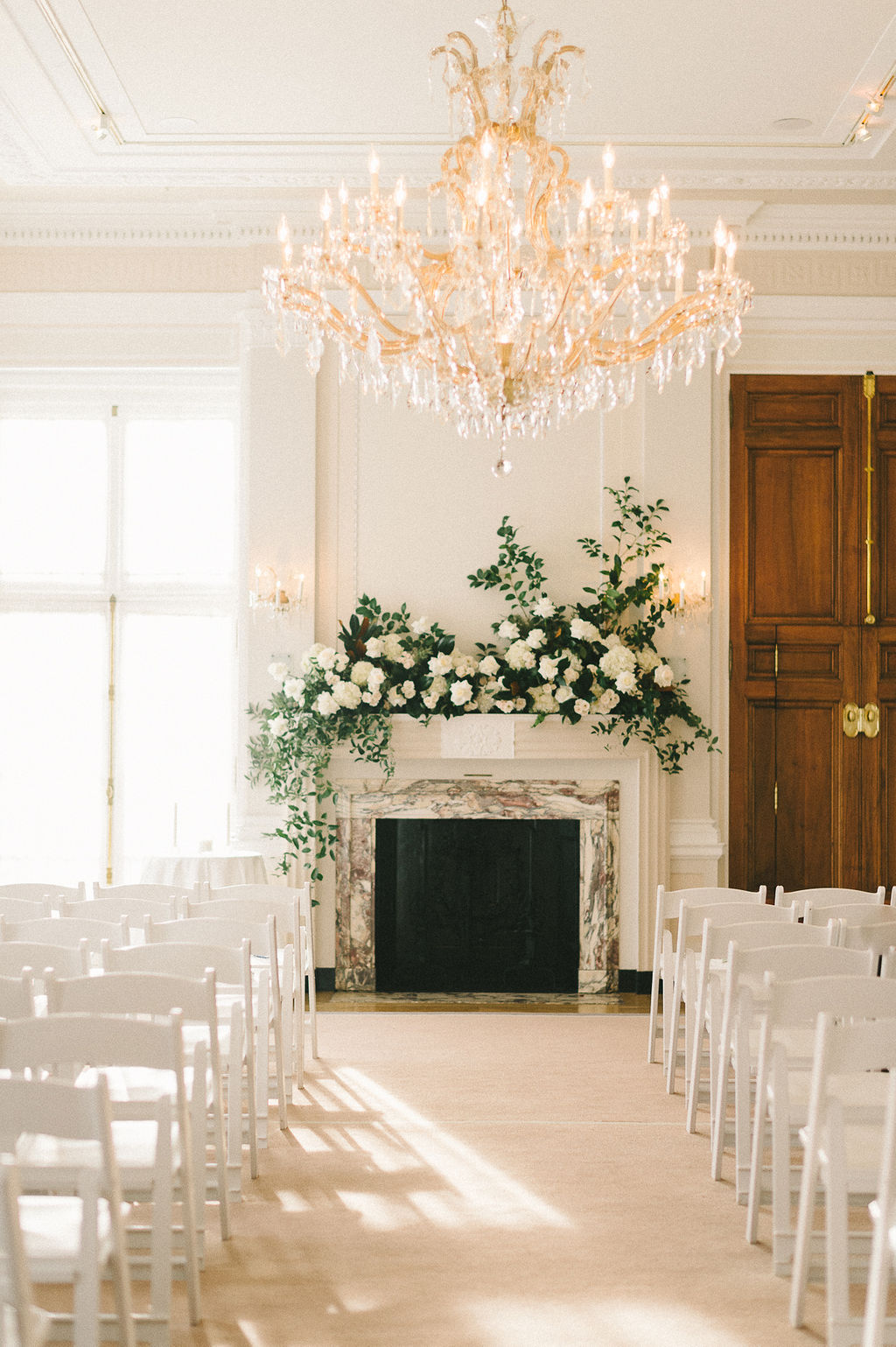 Ceremony Mantel Flowers at Meridian House in Washington, DC