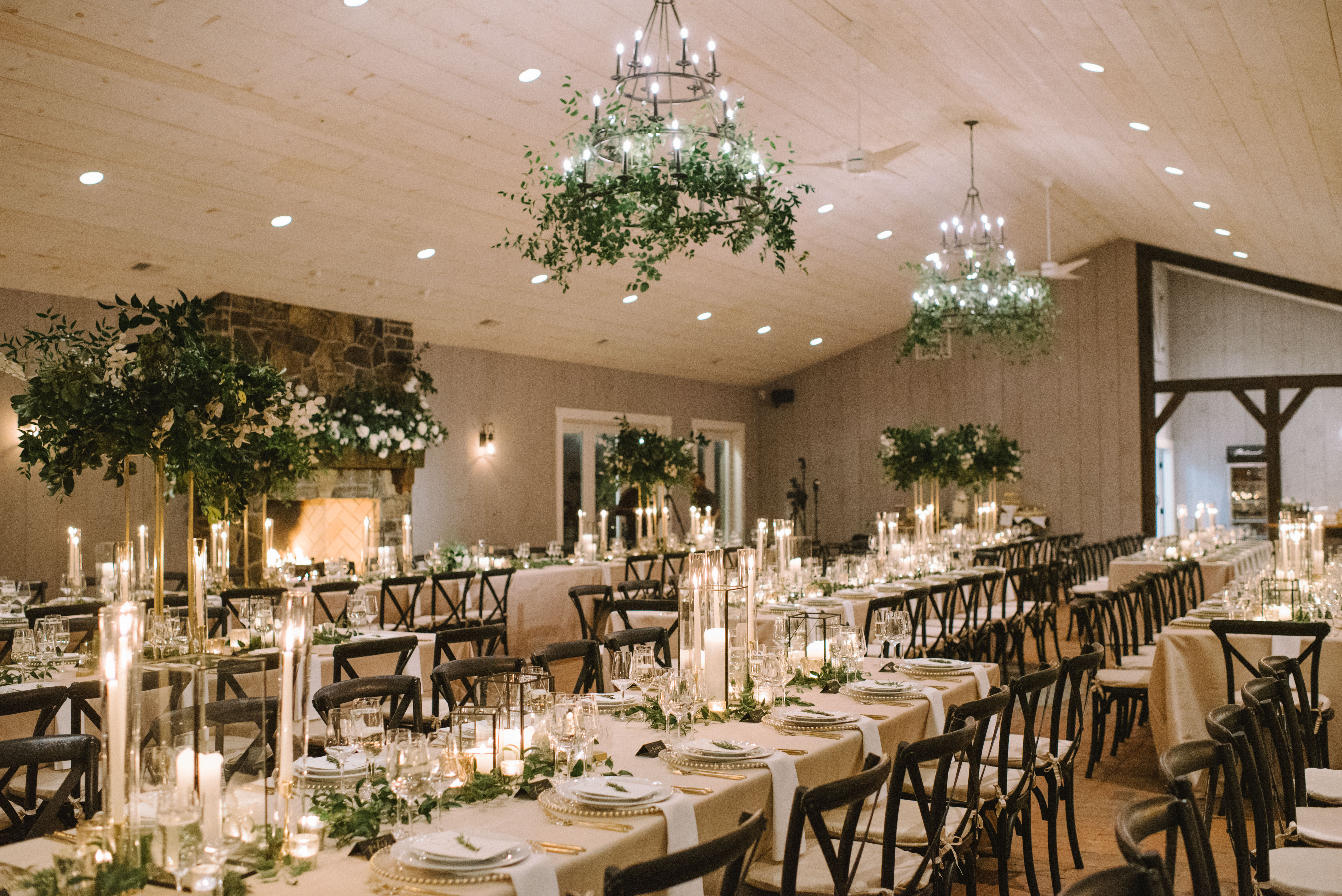 Winter Wedding Reception Tables at Fleetwood Farm Winery in Leesburg, Virginia