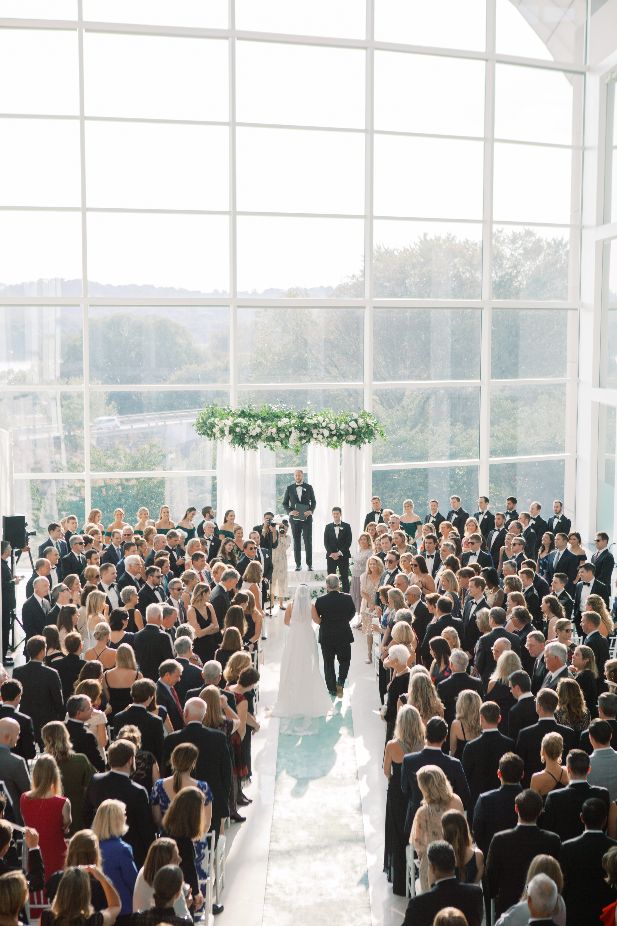 Modern Green and White Wedding Ceremony at United States Institute for Peace
